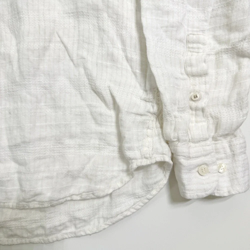 Banana Republic Button Down XXL White Linen Textured Standard Fit LS Shirt